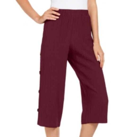 Jm Collection Side-Button Textured Capris XXL - Picture 1 of 7